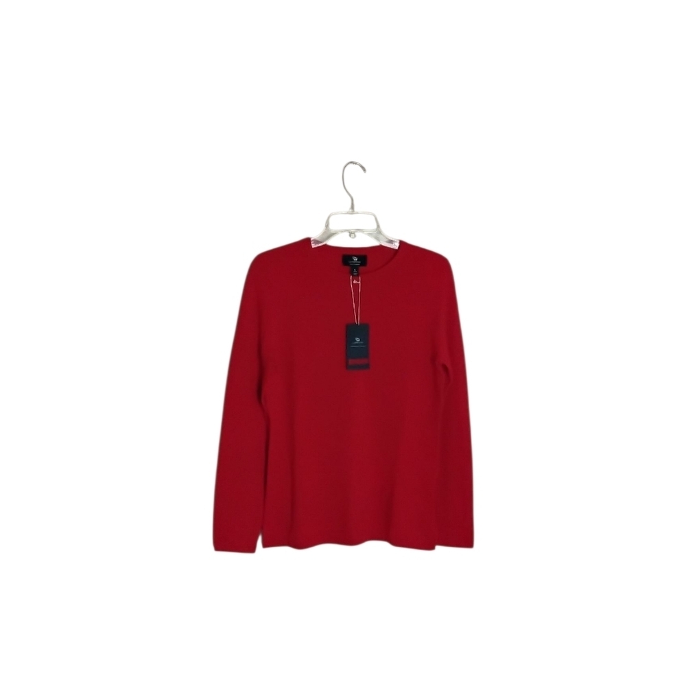 Lands' End Women's S Vibrant Red 100% Cashmere Long Sleeve Crewneck Sweater